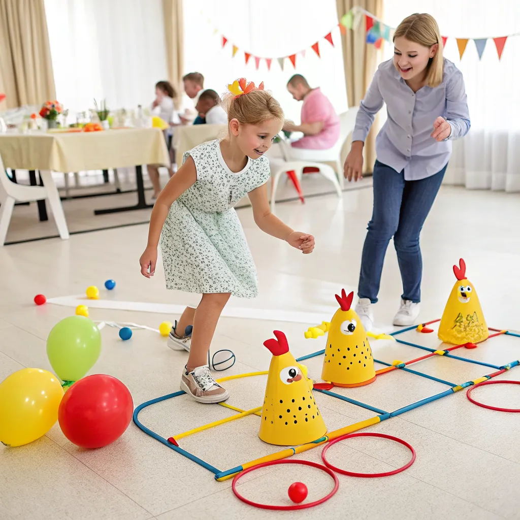 Children enjoying chicken party games